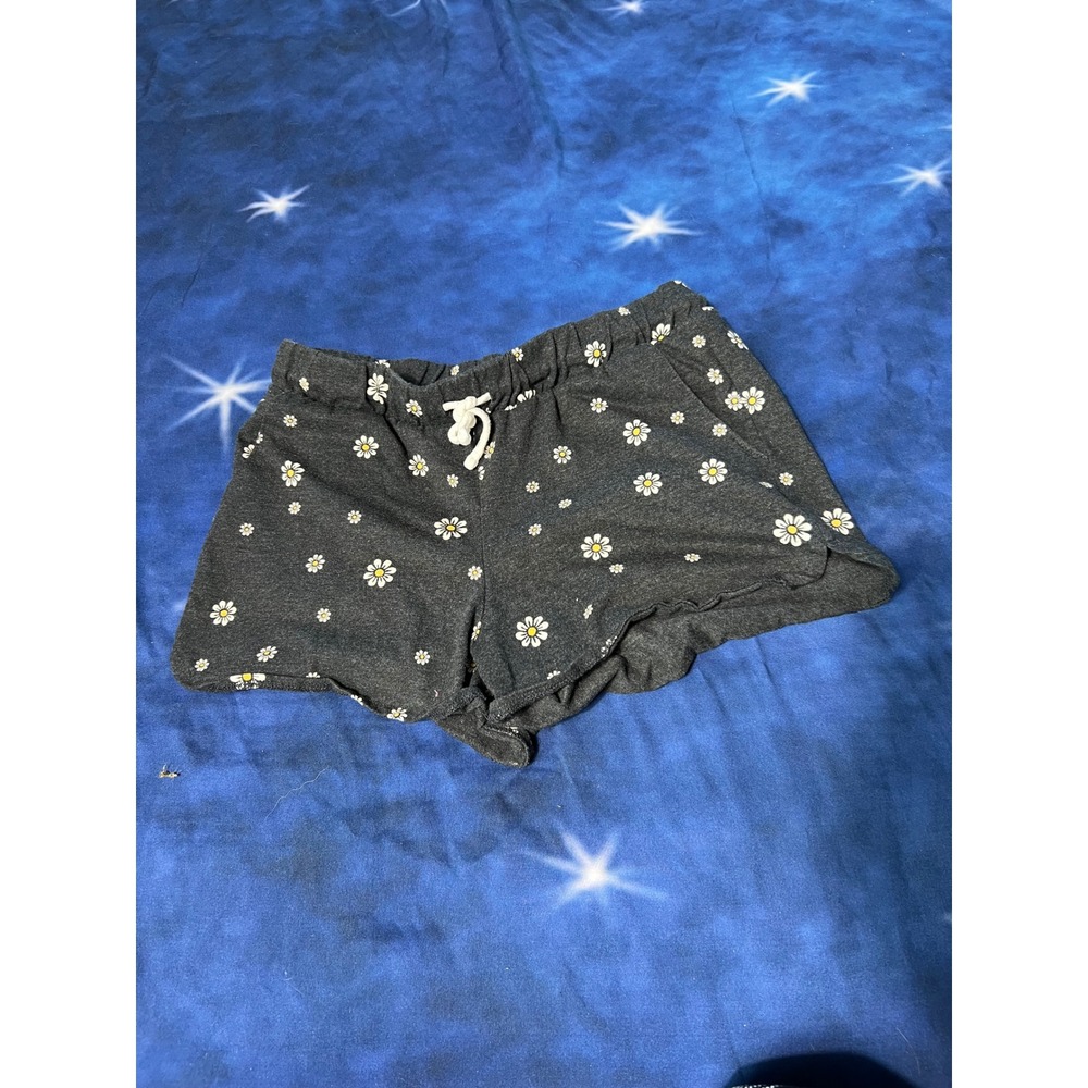 Old Navy Girls XL 14-16 Daisy Floral Lounge Shorts Gray Elastic Waist Pockets
